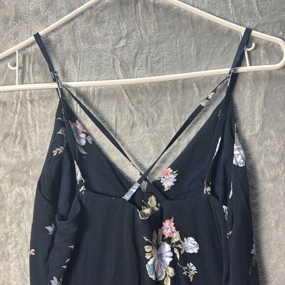 Abercrombie & Fitch Women's Navy Blue Floral Button Front Dress Size Small - Picture 6 of 10